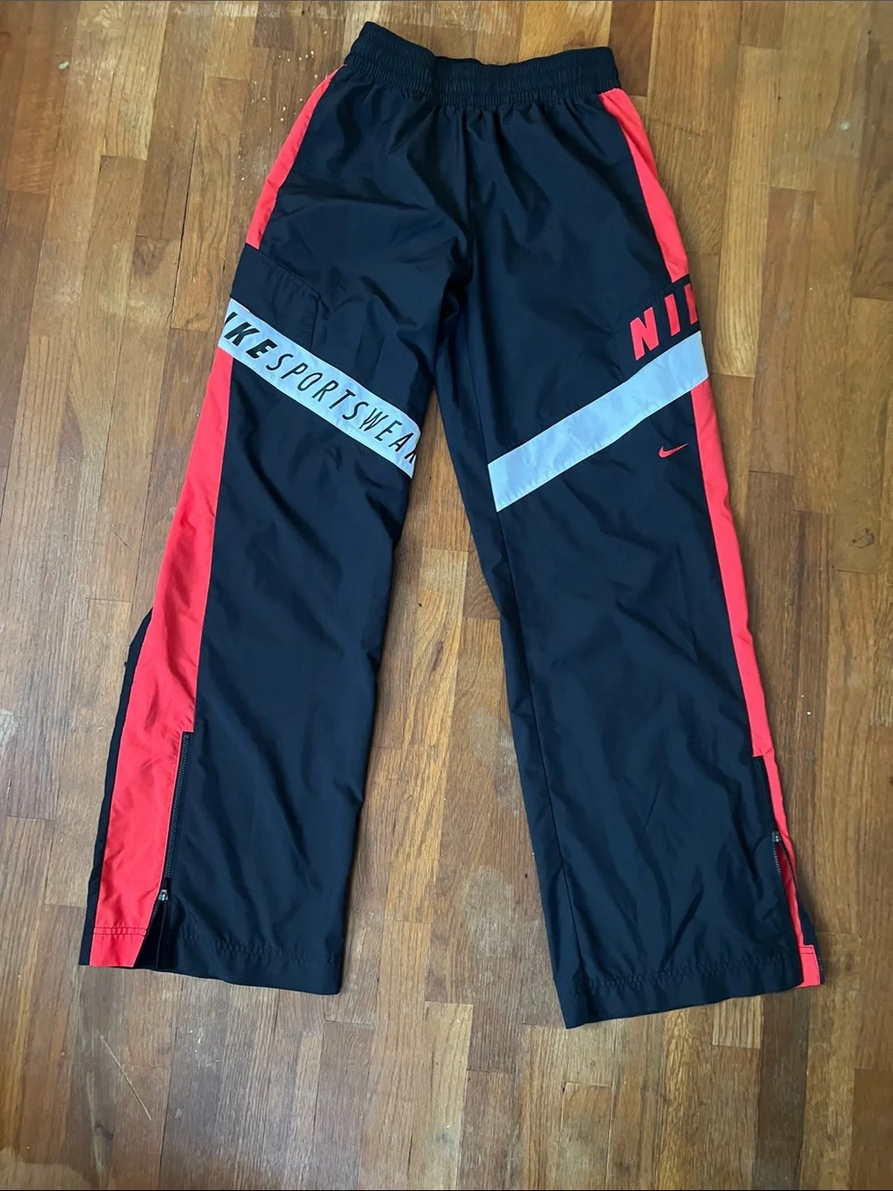 Nike Sportswear Women High Waist Black and Red Trouser Track Pants - S